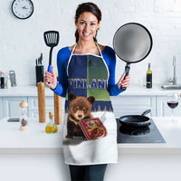 Finland Apron Brown Bear With Symbol Under The Aurora Sky - Wonder Print Shop