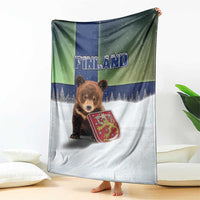 Finland Blanket Brown Bear With Symbol Under The Aurora Sky - Wonder Print Shop