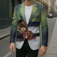 Personalized Finland Blazer Brown Bear With Symbol Under The Aurora Sky - Wonder Print Shop