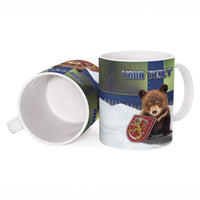 Personalized Finland Ceramic Mug Brown Bear With Symbol Under The Aurora Sky - Wonder Print Shop