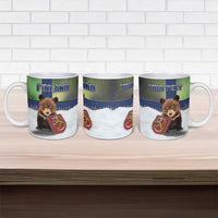 Personalized Finland Ceramic Mug Brown Bear With Symbol Under The Aurora Sky - Wonder Print Shop