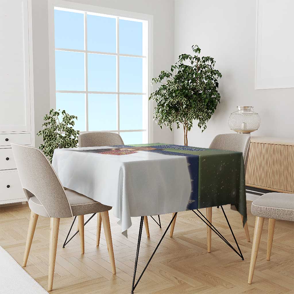 Finland Tablecloth Brown Bear With Symbol Under The Aurora Sky - Wonder Print Shop