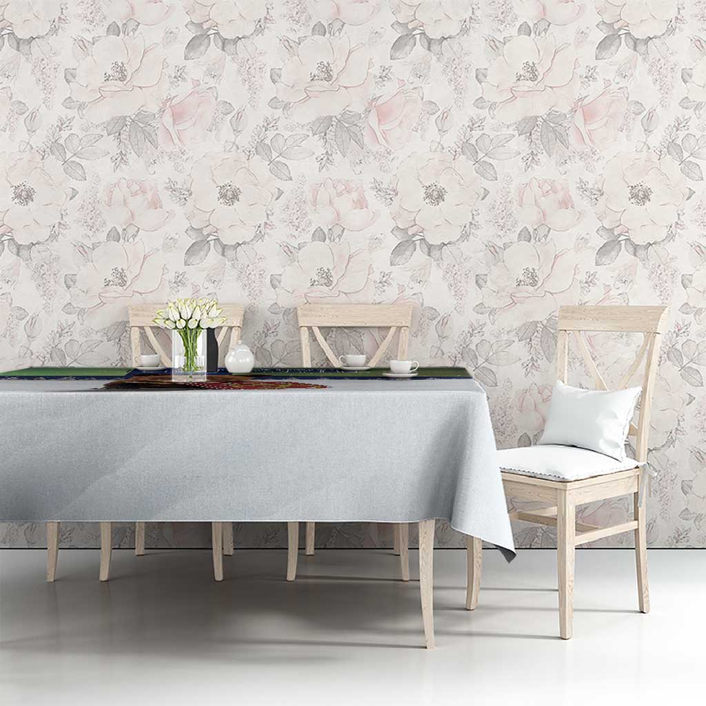 Finland Tablecloth Brown Bear With Symbol Under The Aurora Sky - Wonder Print Shop