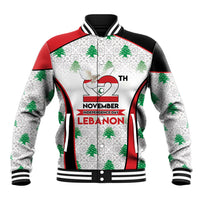Personalized Lebanon Independence Day Baseball Jacket Peace Dove Cedar Tree Pattern