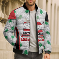 Personalized Lebanon Independence Day Bomber Puffer Jacket Peace Dove Cedar Tree Pattern