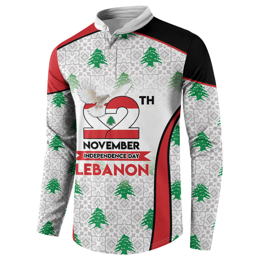 Personalized Lebanon Independence Day Button Sweatshirt Peace Dove Cedar Tree Pattern