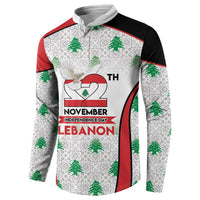 Personalized Lebanon Independence Day Button Sweatshirt Peace Dove Cedar Tree Pattern