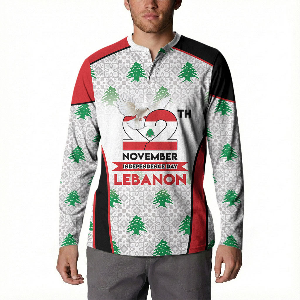 Personalized Lebanon Independence Day Button Sweatshirt Peace Dove Cedar Tree Pattern