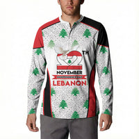 Personalized Lebanon Independence Day Button Sweatshirt Peace Dove Cedar Tree Pattern