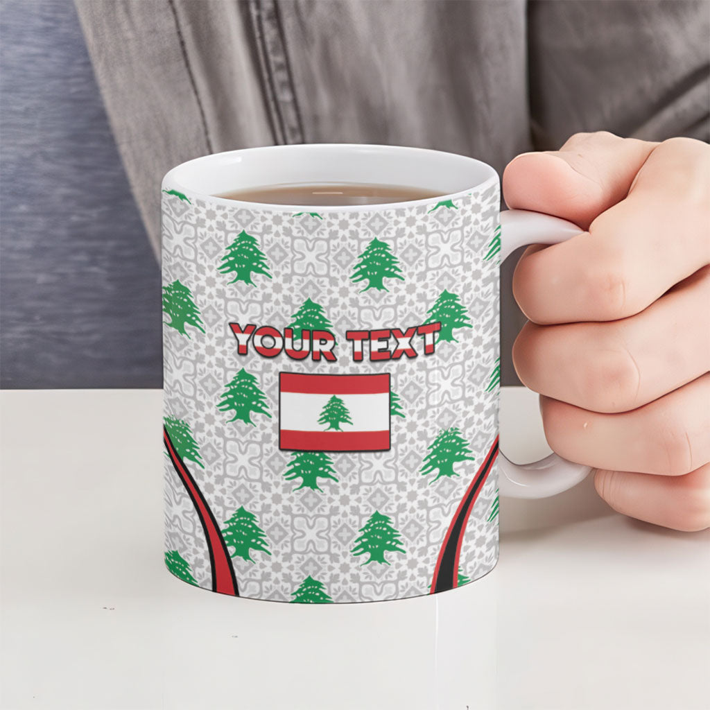 Personalized Lebanon Independence Day Ceramic Mug Peace Dove Cedar Tree Pattern