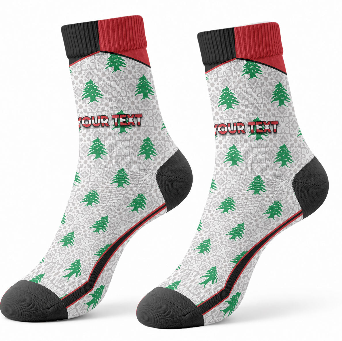 Personalized Lebanon Independence Day Crew Socks Peace Dove Cedar Tree Pattern