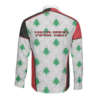 Personalized Lebanon Independence Day Long Sleeve Button Shirt Peace Dove Cedar Tree Pattern