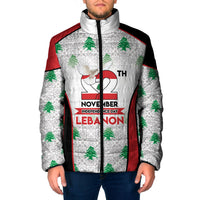 Personalized Lebanon Independence Day Padded Jacket Peace Dove Cedar Tree Pattern