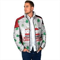 Personalized Lebanon Independence Day Padded Jacket Peace Dove Cedar Tree Pattern