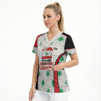 Personalized Lebanon Independence Day Scrub Top Peace Dove Cedar Tree Pattern