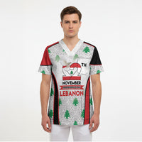 Personalized Lebanon Independence Day Scrub Top Peace Dove Cedar Tree Pattern