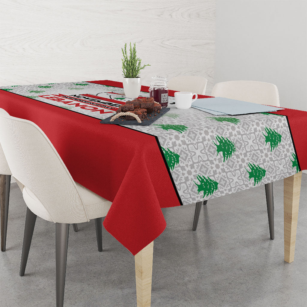 Lebanon Independence Day Tablecloth Peace Dove Cedar Tree Pattern
