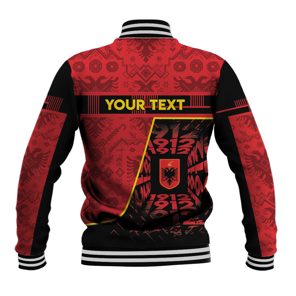 Personalized Albania Independence Day Baseball Jacket Double Headed Eagle 1912 Folk Pattern