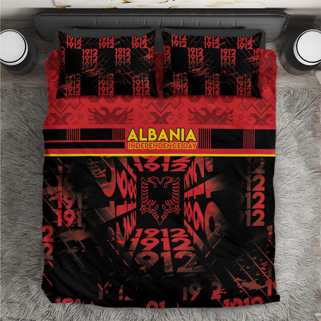 Albania Independence Day Bedding Set Double Headed Eagle 1912 Folk Pattern