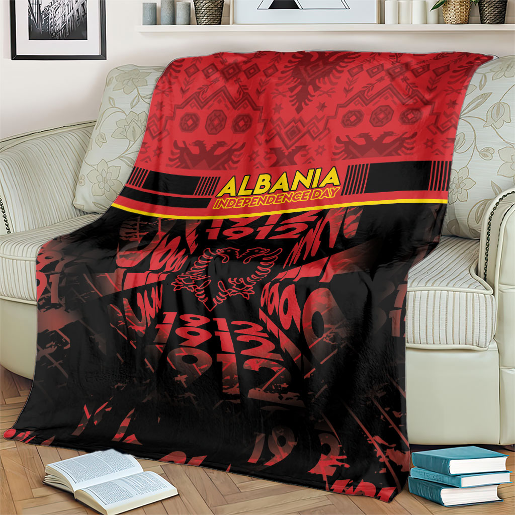 Albania Independence Day Blanket Double Headed Eagle 1912 Folk Pattern