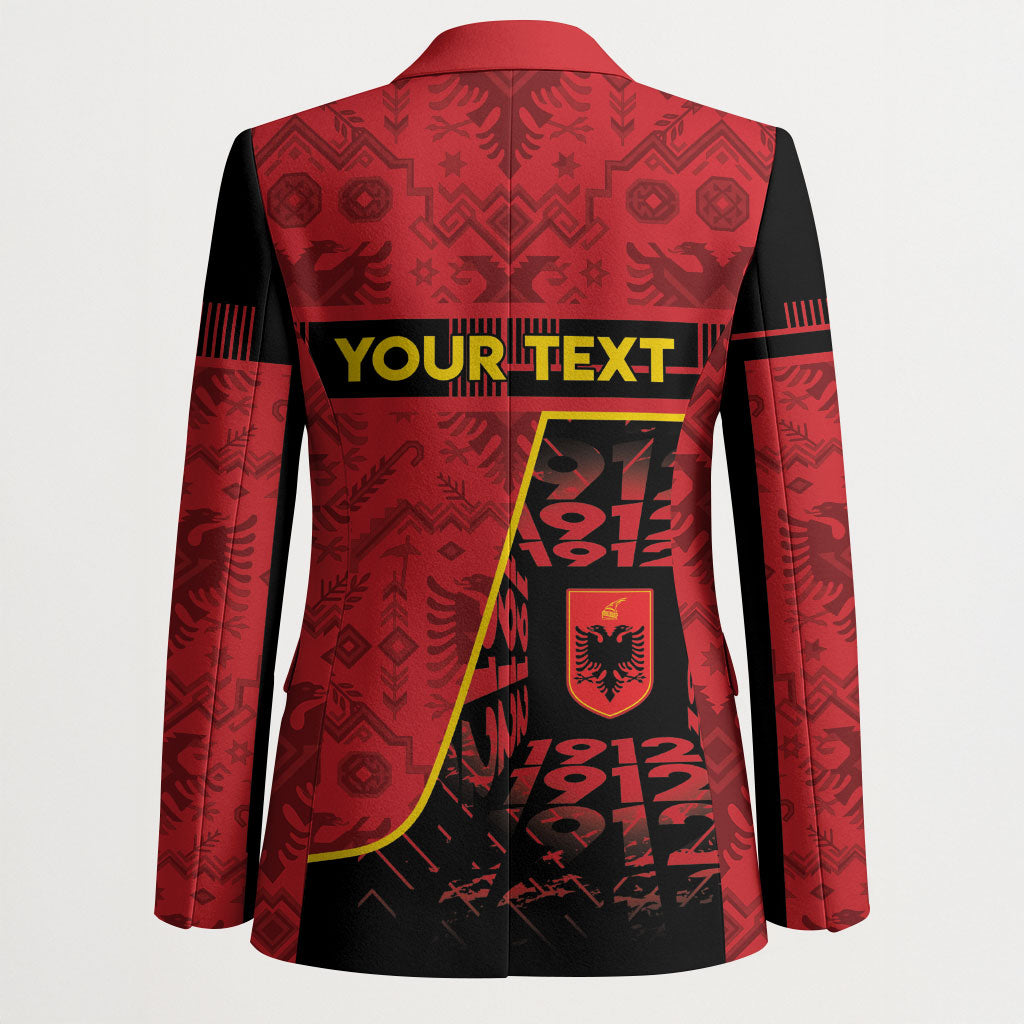 Personalized Albania Independence Day Blazer Double Headed Eagle 1912 Folk Pattern