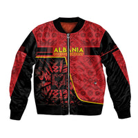 Personalized Albania Independence Day Bomber Jacket Double Headed Eagle 1912 Folk Pattern