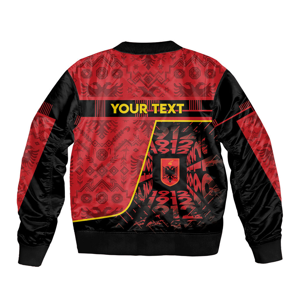 Personalized Albania Independence Day Bomber Jacket Double Headed Eagle 1912 Folk Pattern