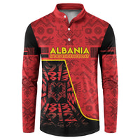 Personalized Albania Independence Day Button Sweatshirt Double Headed Eagle 1912 Folk Pattern