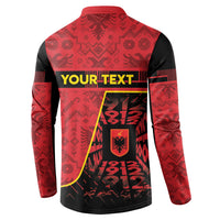 Personalized Albania Independence Day Button Sweatshirt Double Headed Eagle 1912 Folk Pattern