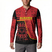 Personalized Albania Independence Day Button Sweatshirt Double Headed Eagle 1912 Folk Pattern