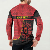 Personalized Albania Independence Day Button Sweatshirt Double Headed Eagle 1912 Folk Pattern