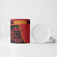 Personalized Albania Independence Day Ceramic Mug Double Headed Eagle 1912 Folk Pattern