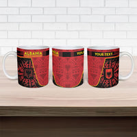 Personalized Albania Independence Day Ceramic Mug Double Headed Eagle 1912 Folk Pattern
