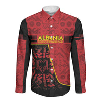Personalized Albania Independence Day Long Sleeve Button Shirt Double Headed Eagle 1912 Folk Pattern