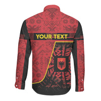 Personalized Albania Independence Day Long Sleeve Button Shirt Double Headed Eagle 1912 Folk Pattern