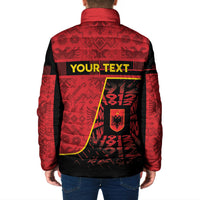 Personalized Albania Independence Day Padded Jacket Double Headed Eagle 1912 Folk Pattern