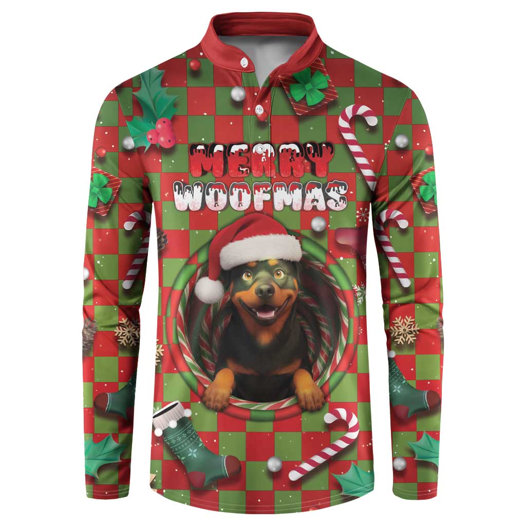 Rottweiler Christmas Button Sweatshirt Merry Woofmas - Wonder Print Shop
