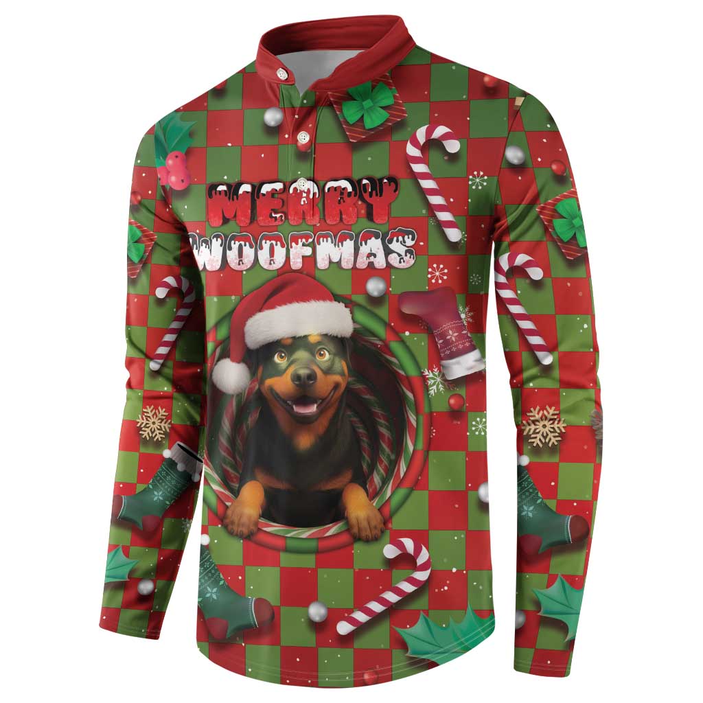 Rottweiler Christmas Button Sweatshirt Merry Woofmas - Wonder Print Shop