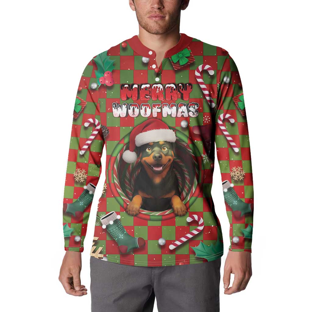 Rottweiler Christmas Button Sweatshirt Merry Woofmas - Wonder Print Shop
