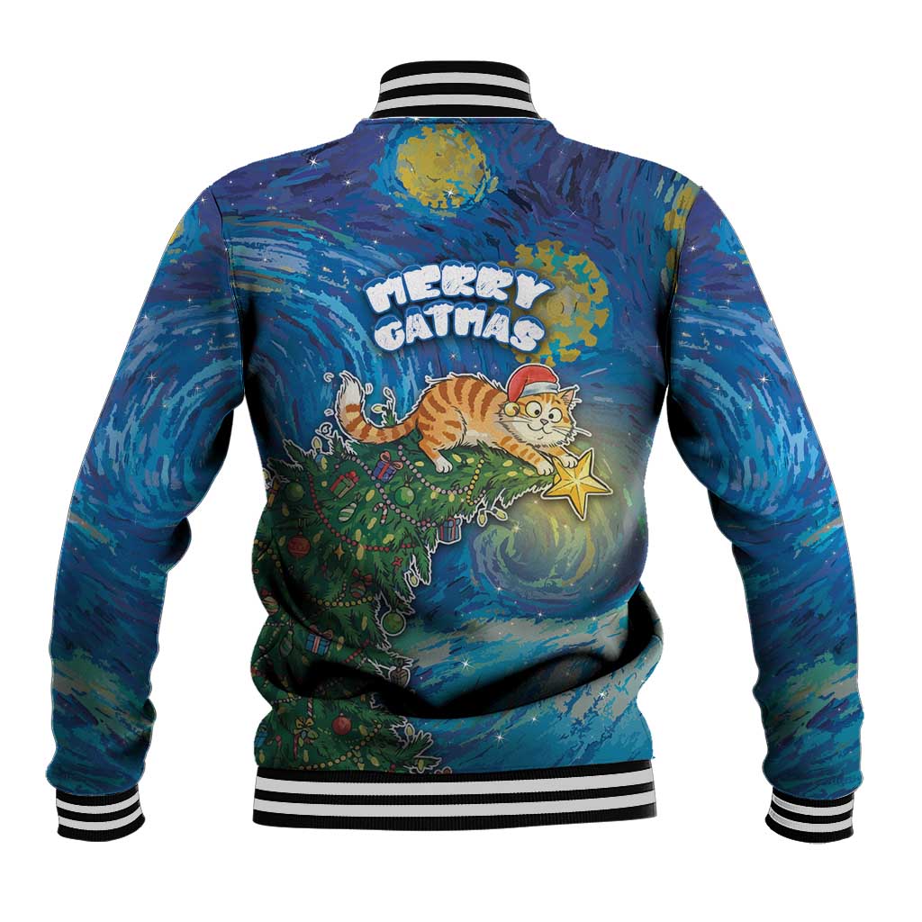 Merry Catmas Baseball Jacket Cat Hanging On Xmas Tree - Wonder Print Shop