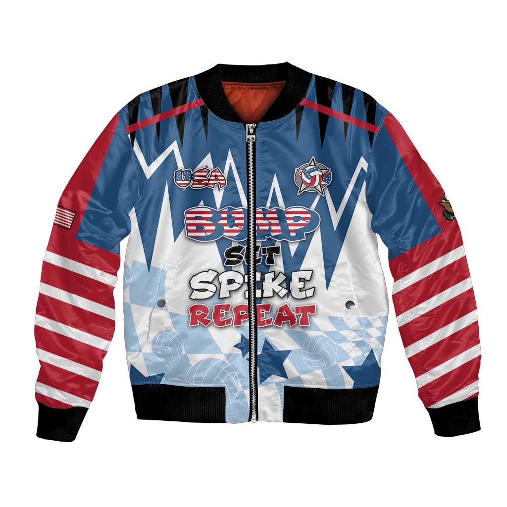 Custom USA Volleyball Bomber Jacket Bump Set Spike Repeat