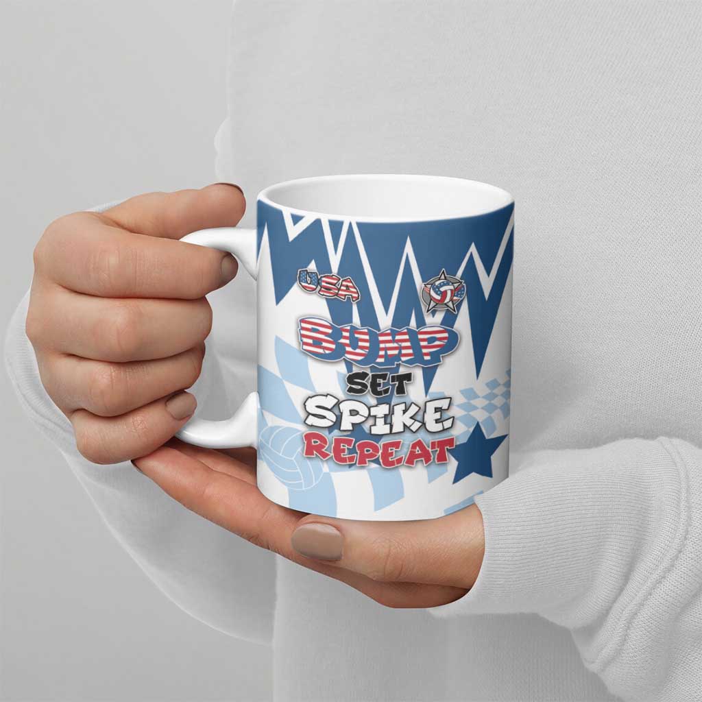 Custom USA Volleyball Ceramic Mug Bump Set Spike Repeat