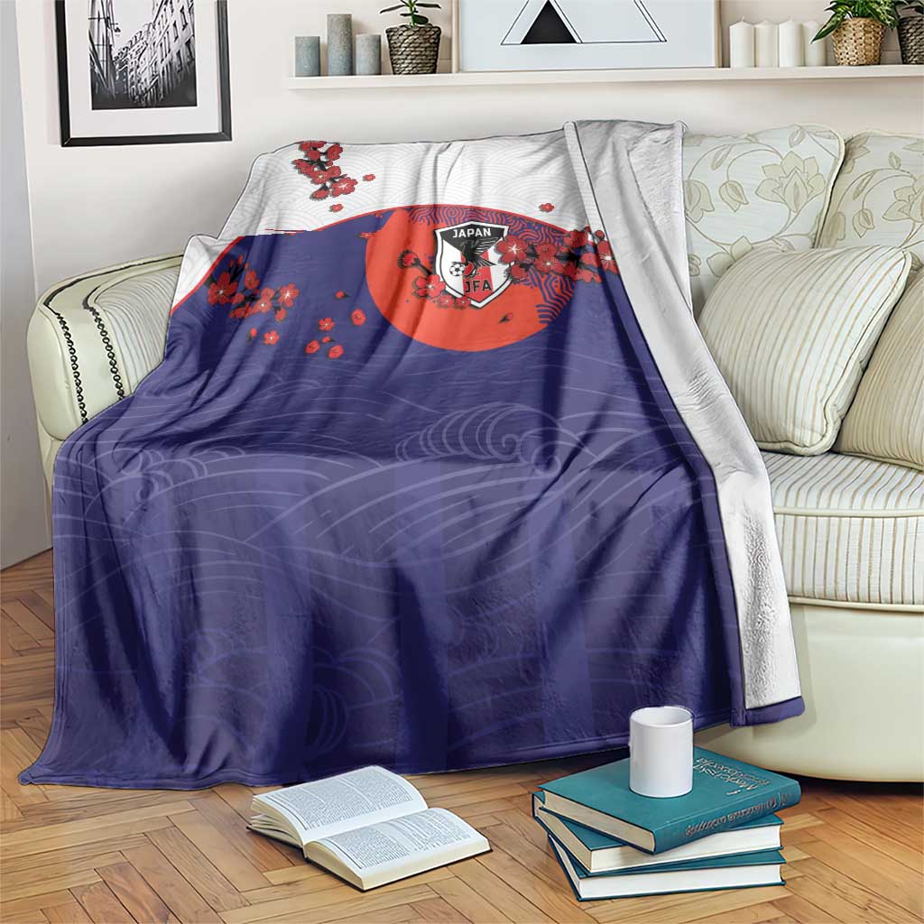 Japan Football Blanket Minimalist Floral Great Wave Ukiyo-e Style