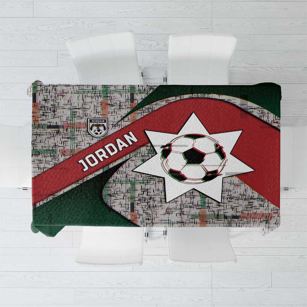 Jordan Football Tablecloth Jordanian National Flag Colors Retro Glitch Art
