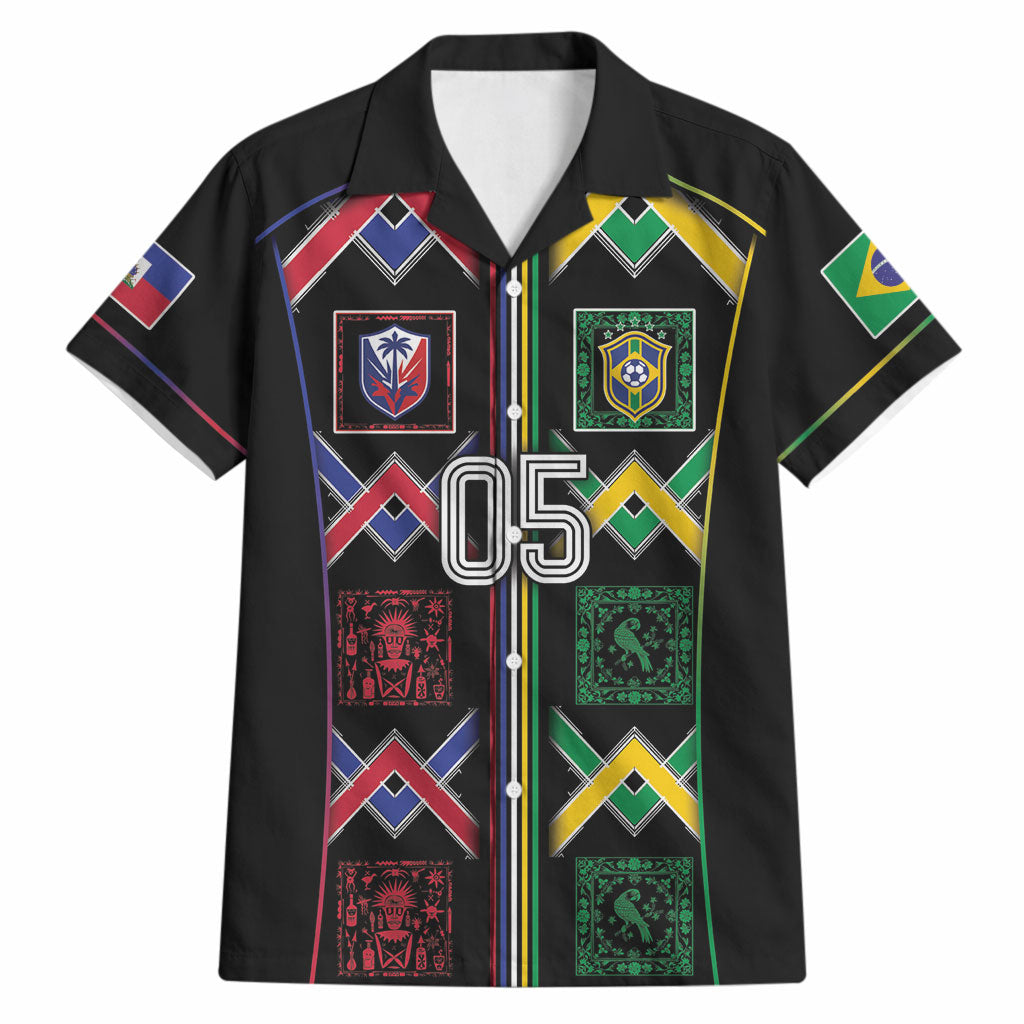 Custom Brazil And Haiti Football Hawaiian Shirt Mix Brazilian Haitian Roots