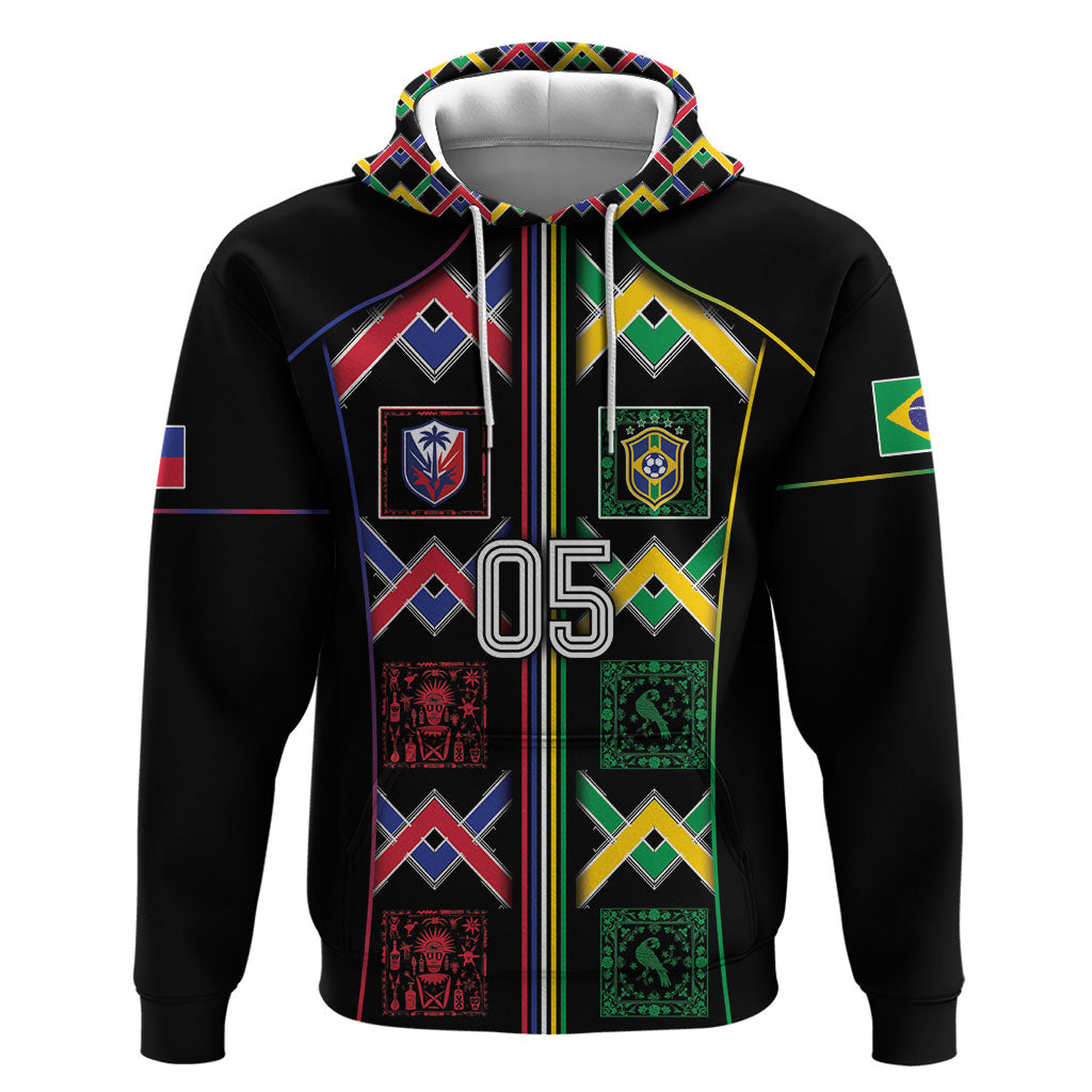 Custom Brazil And Haiti Football Hoodie Mix Brazilian Haitian Roots