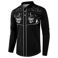 Skull Cowboy Button Sweatshirt Western Yoke Style - Wonder Print Shop