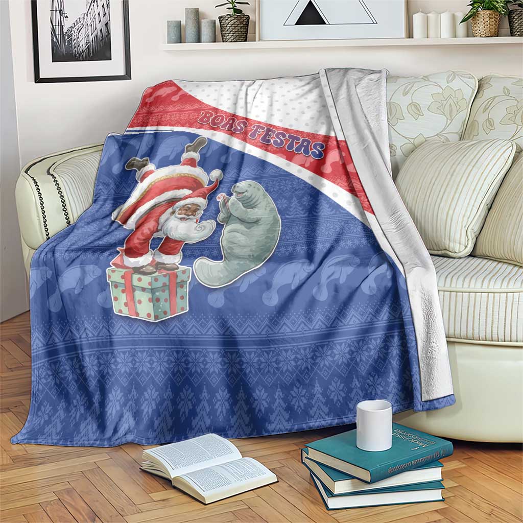 Cape Verde Christmas Blanket Black Santa Clause With The Manatee - Wonder Print Shop