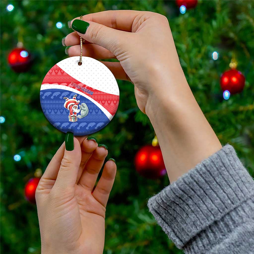 Personalized Cape Verde Christmas Ceramic Ornament The Santa Clause With The Manatee - Wonder Print Shop