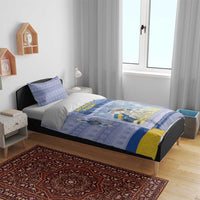 Ukraine Ded Moroz And Snegurochka Christmas Bedding Set With Wool Effect Patterns - Wonder Print Shop